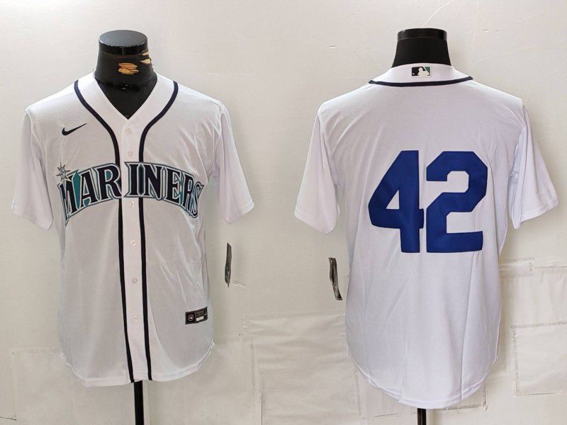 Men Seattle Mariners #42 No Name White Game 2024 Nike MLB Jersey style 1